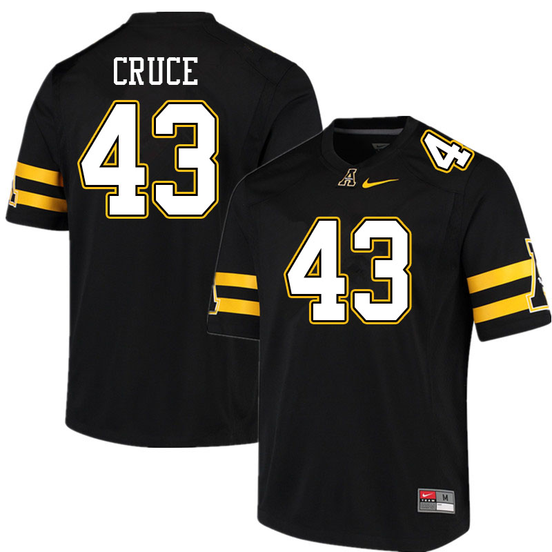 Men #43 Logan Cruce Appalachian State Mountaineers College Football Jerseys Sale-Black - Click Image to Close